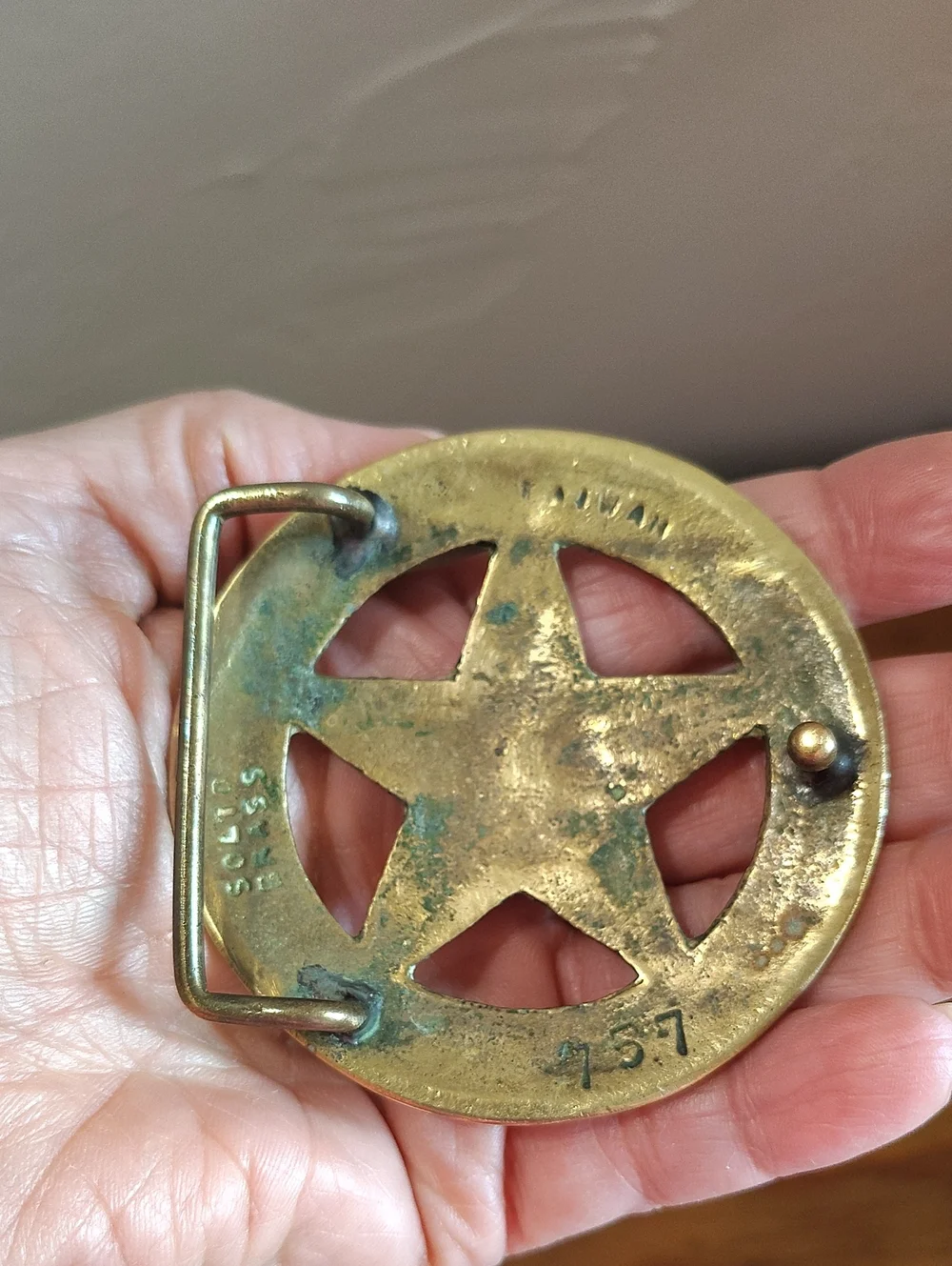 Solid Brass Round Texas Ranger Star Belt 2.5